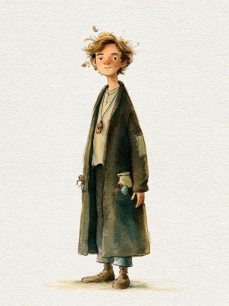 Whimsical Boy Watercolor Print. poster — illustration art