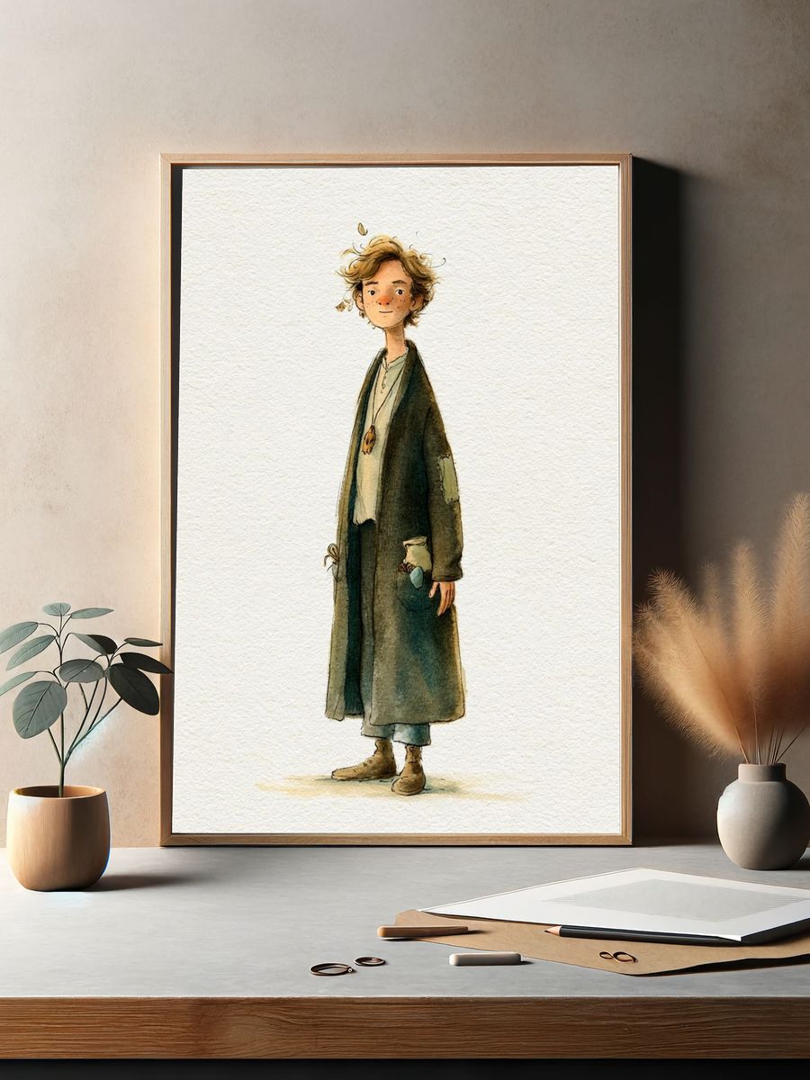 Whimsical Boy Watercolor Print. — room view 2
