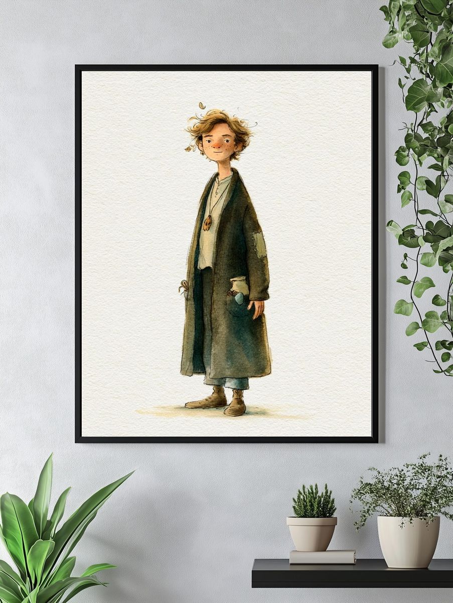 Whimsical Boy Watercolor Print. — room view 4