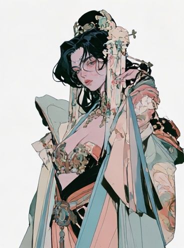 Elegant Geisha Portrait Illustration Poster. poster — illustration art