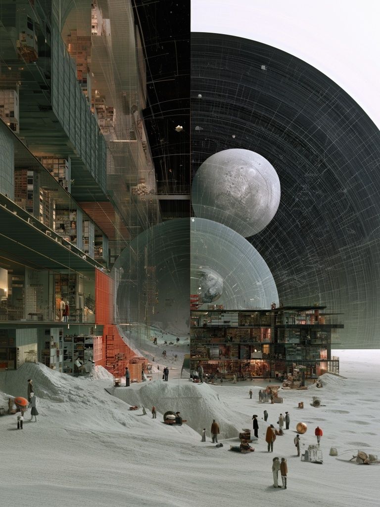 Surreal Lunar Habitat Print. poster detail