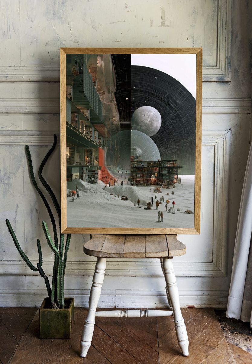 Surreal Lunar Habitat Print. — room view 1