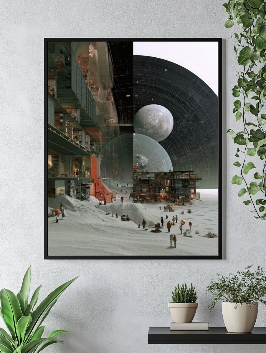 Surreal Lunar Habitat Print. — room view 4