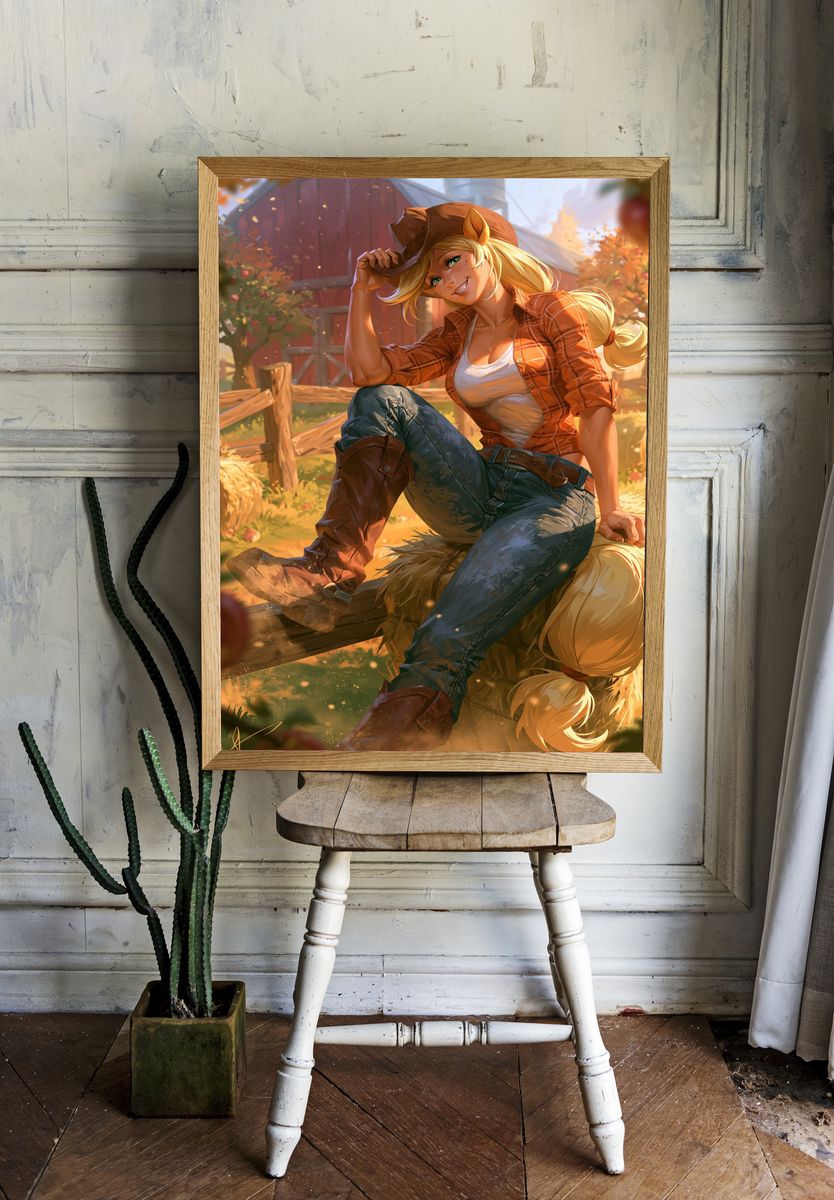 Cowgirl Portrait Illustration Poster. — room view 1