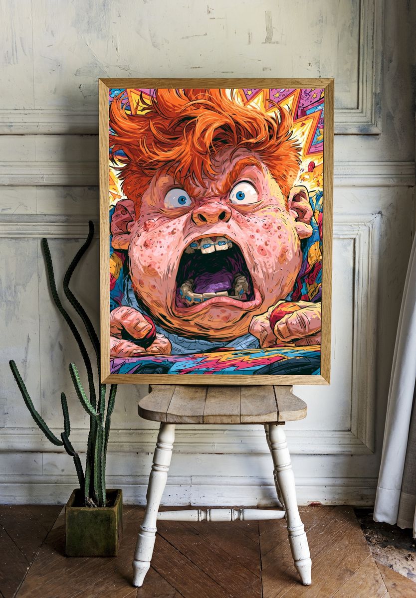 Comic Shock Face Illustration Poster. room preview