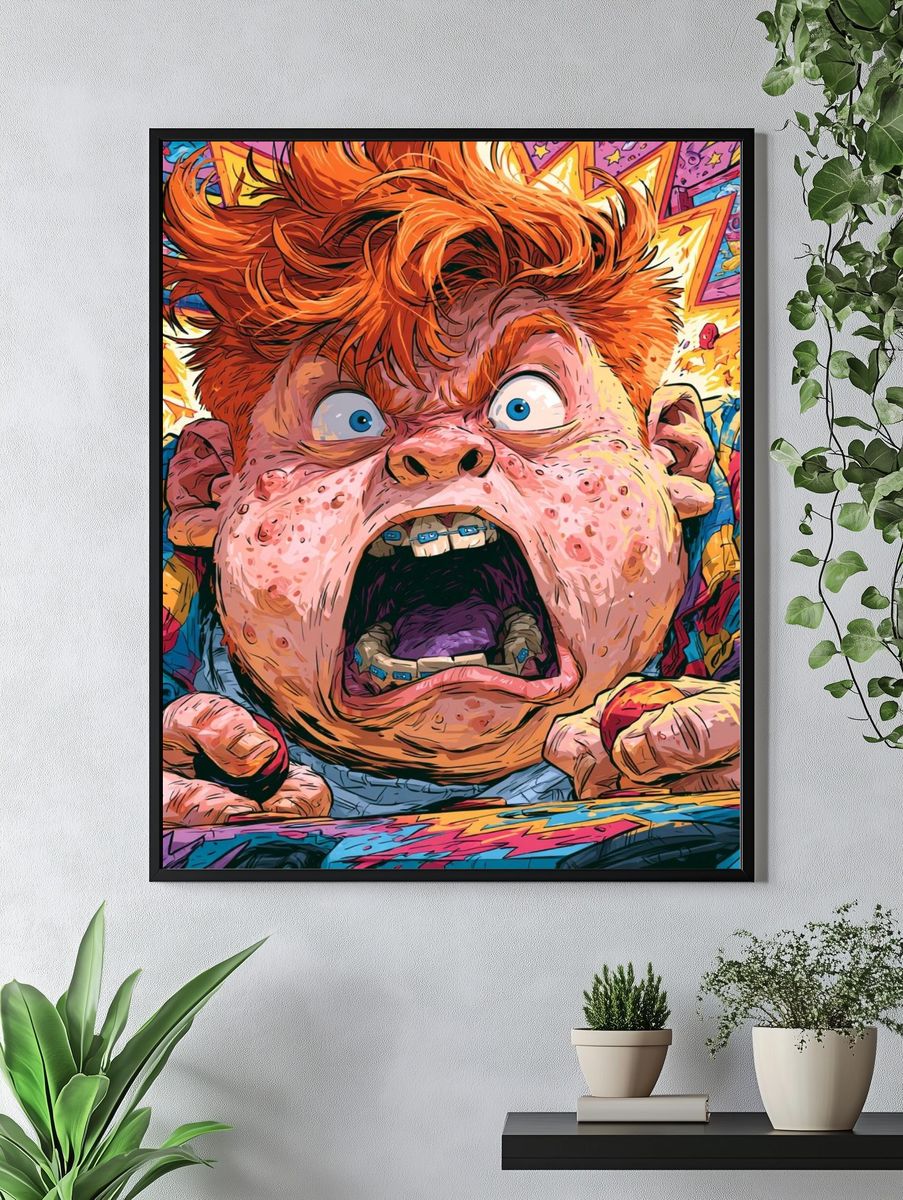 Comic Shock Face Illustration Poster. — room view 4