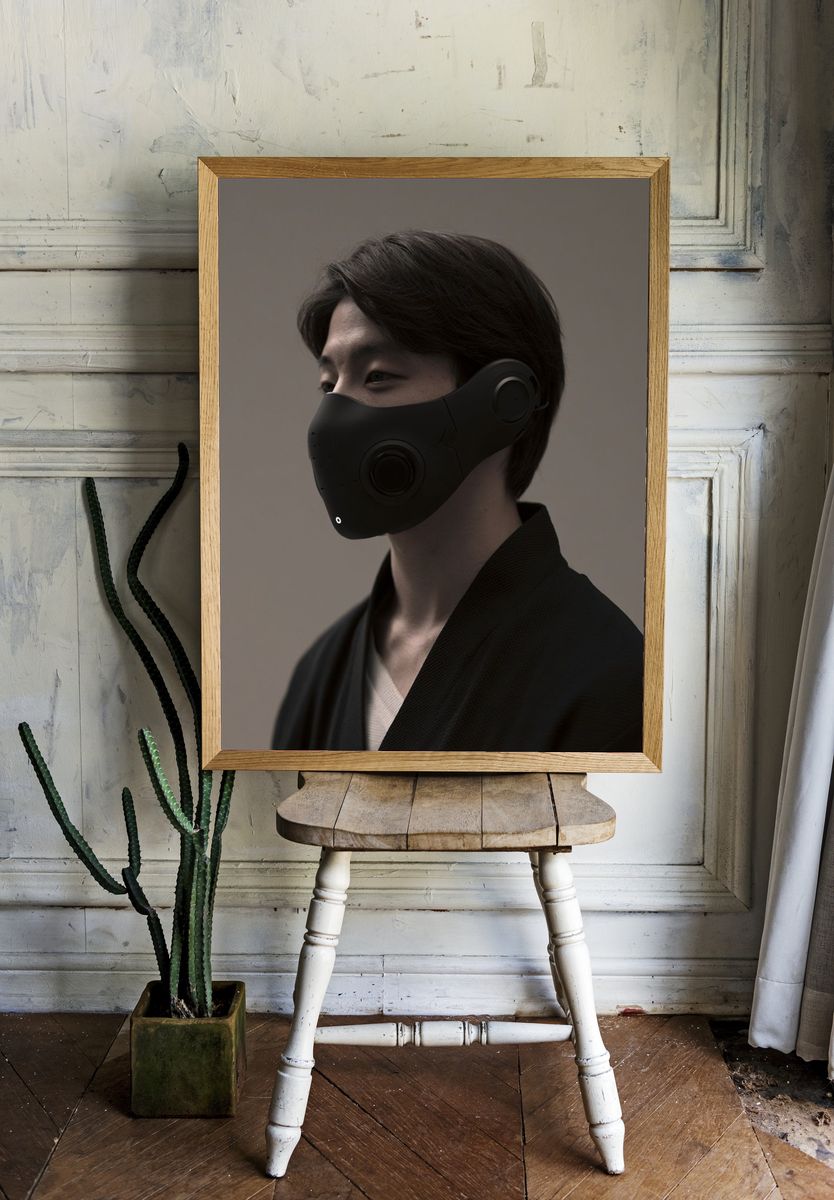 Masked Portrait Digital Art Poster. — room view 1