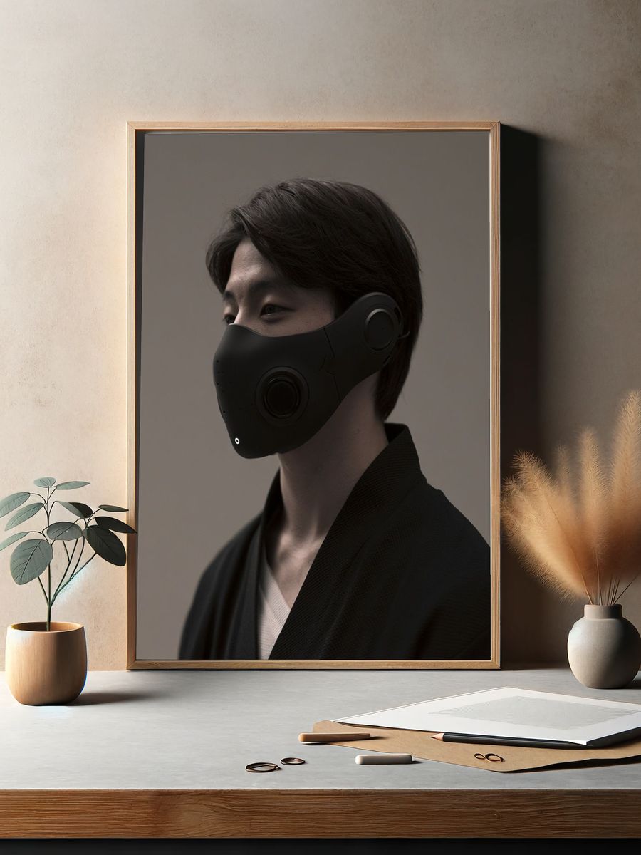 Masked Portrait Digital Art Poster. — room view 2