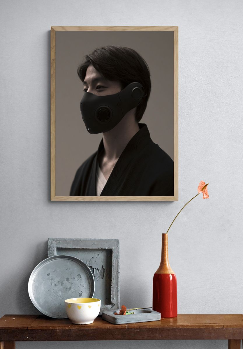 Masked Portrait Digital Art Poster. — room view 3