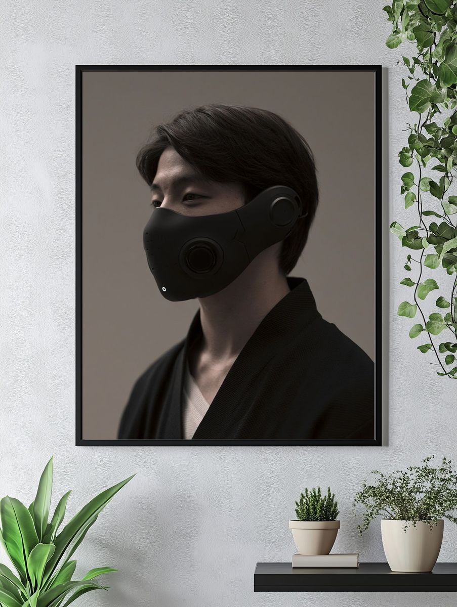 Masked Portrait Digital Art Poster. — room view 4
