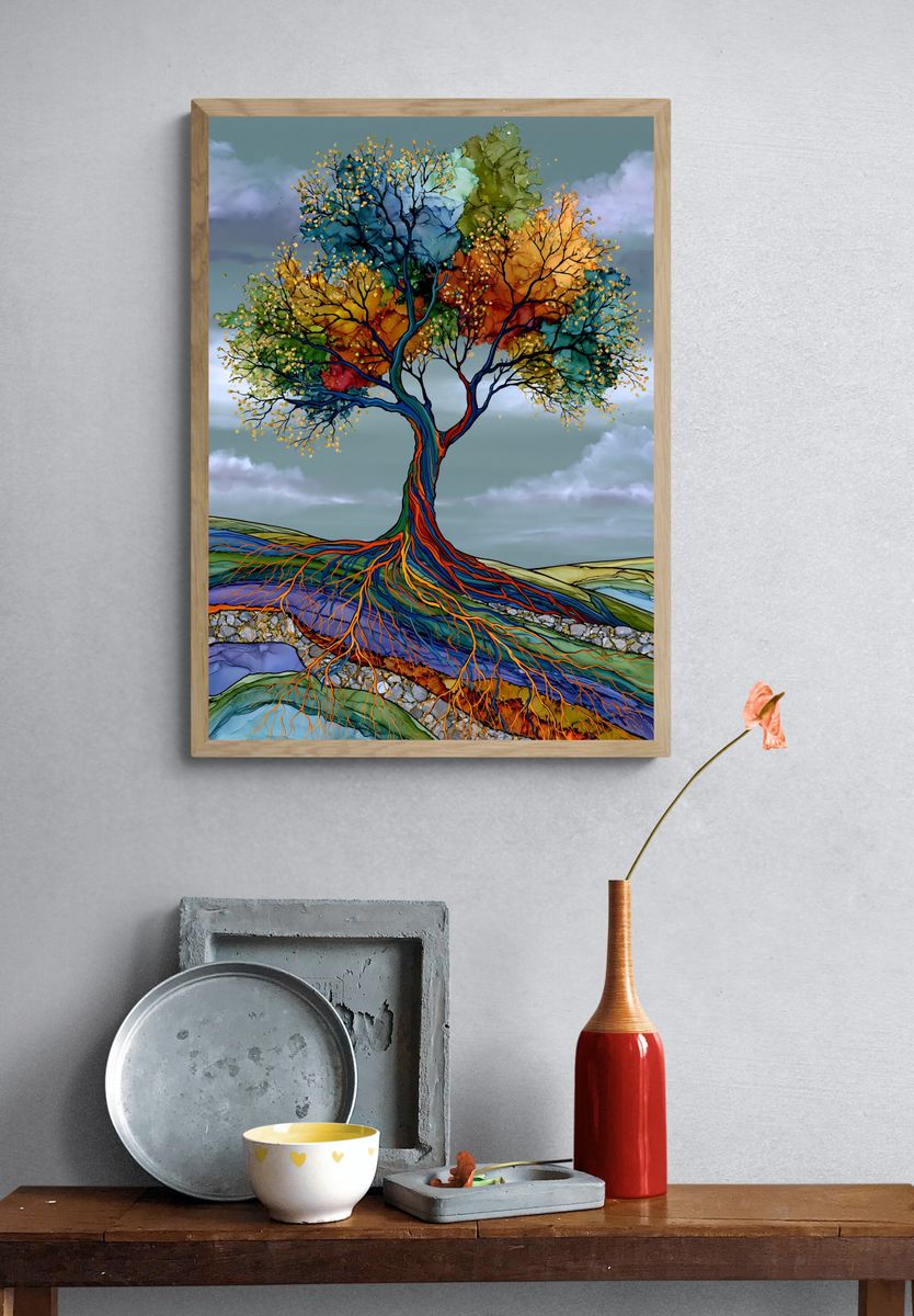Rainbow Tree of Life Illustration Poster. — room view 3