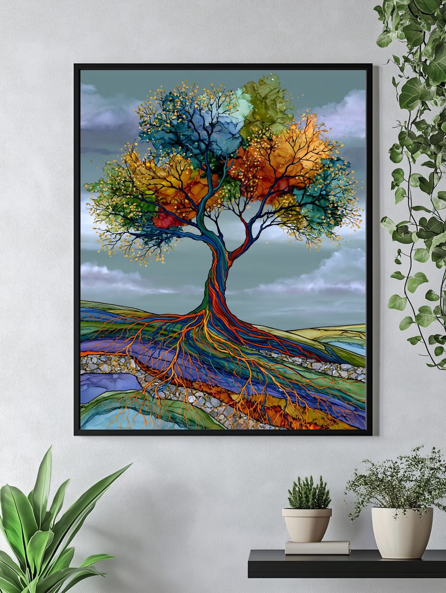 Rainbow Tree of Life Illustration Poster. — room view 4