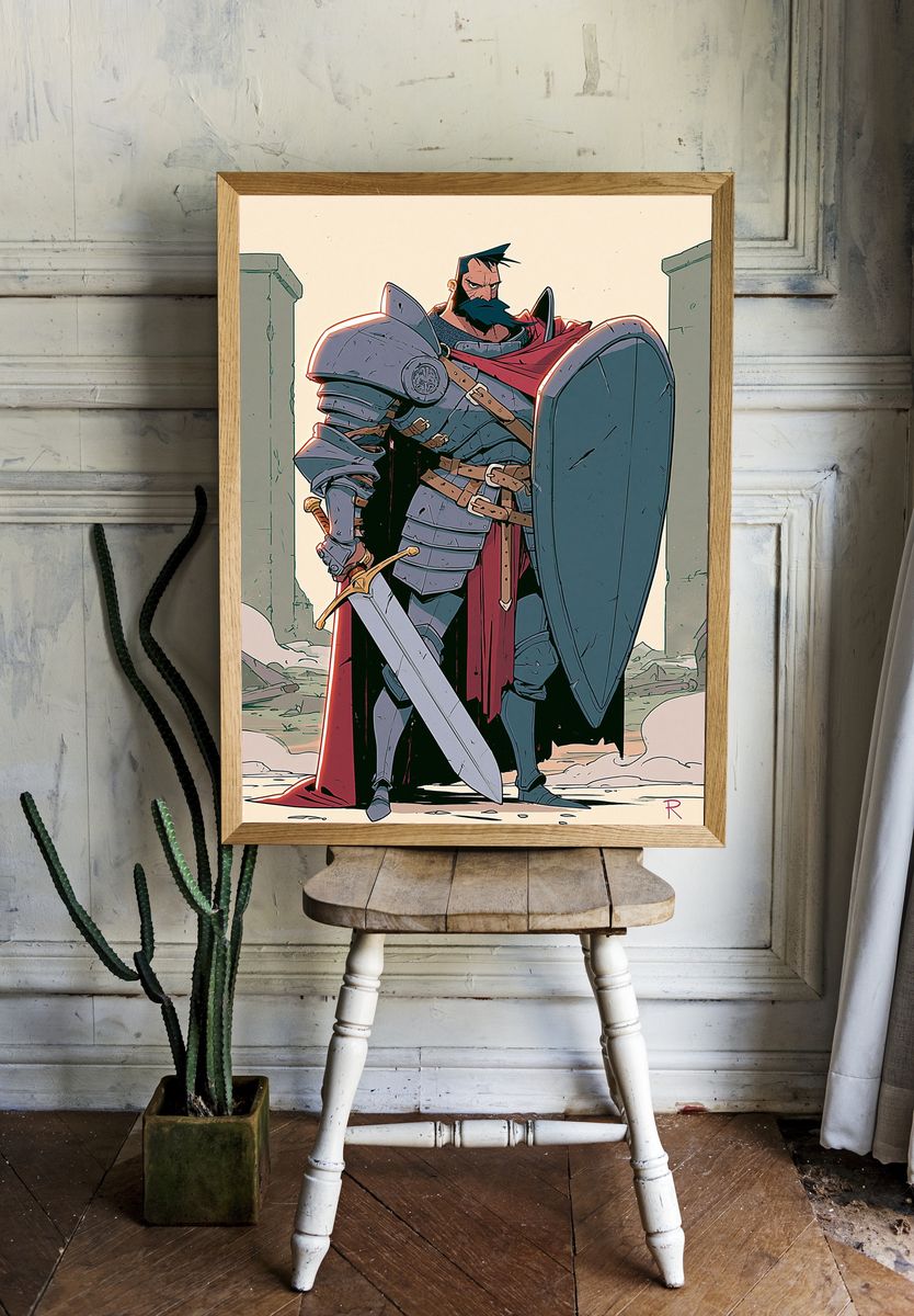 Armored Knight Digital Art Poster. room preview