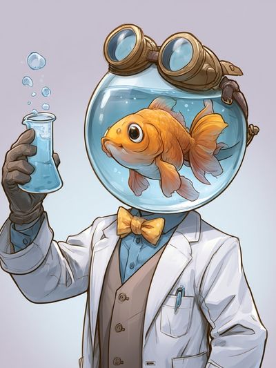 Goldfish Scientist Illustration Poster. poster print