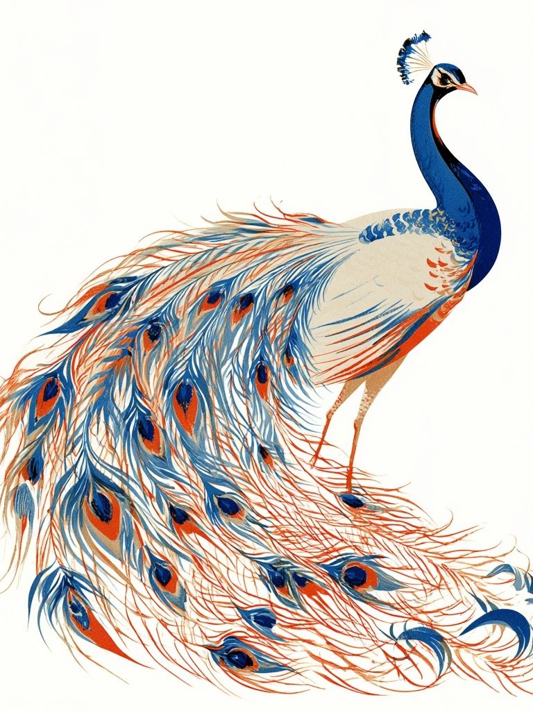 Peacock Illustration Poster. poster detail