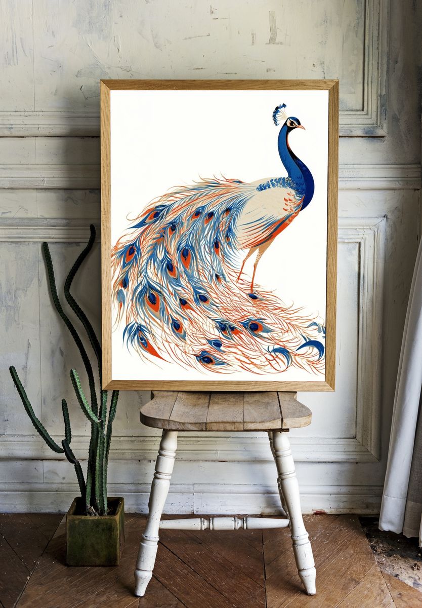 Peacock Illustration Poster. room preview