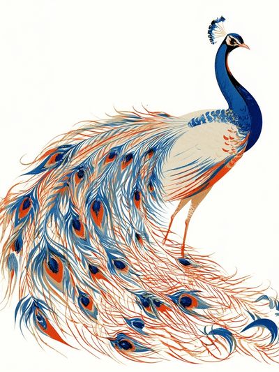 Peacock Illustration Poster.