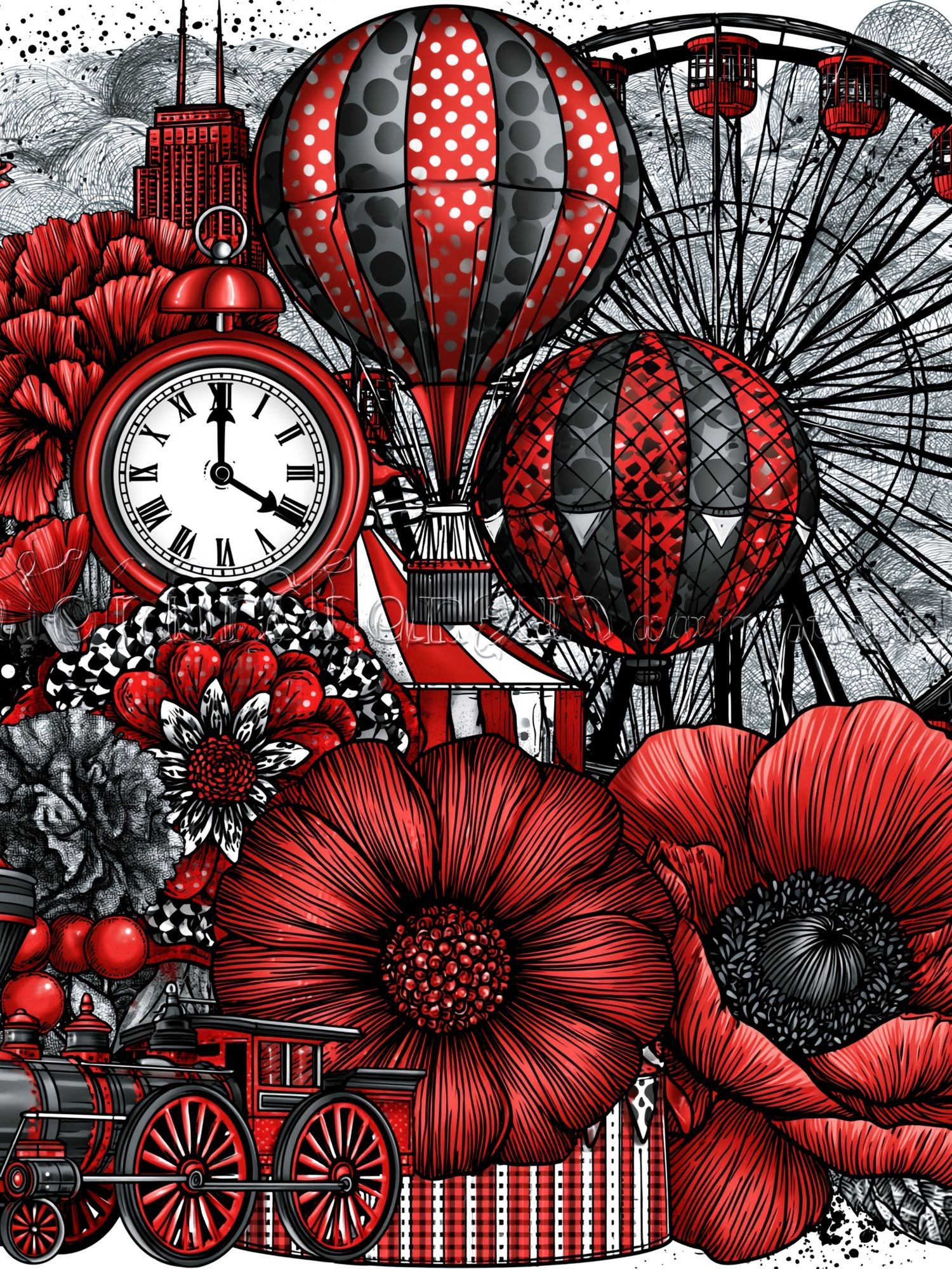 Red Carnival Collage Print. poster detail