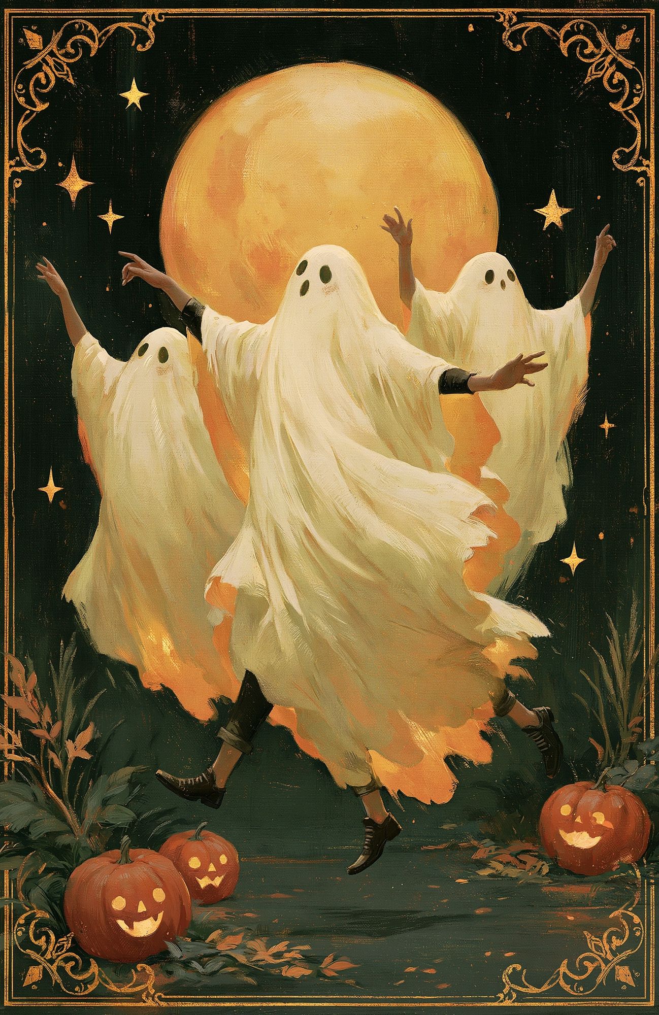 Halloween Ghost Dance Print. poster — illustration art