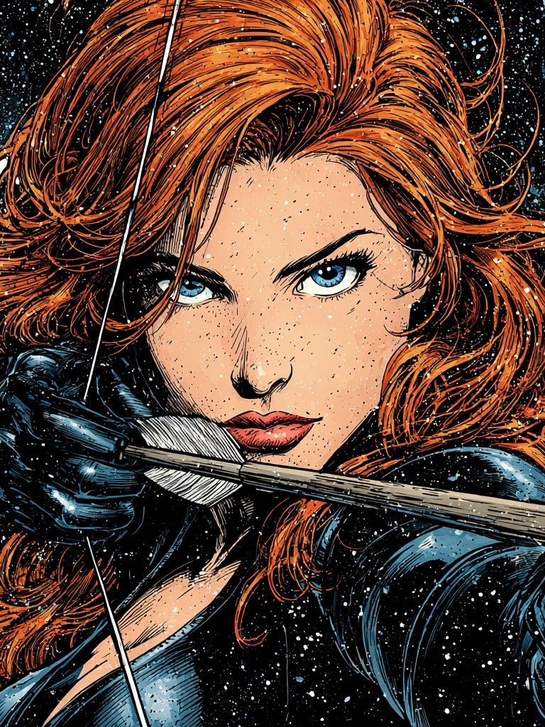 Red-Haired Archer Comic Art Poster. poster detail