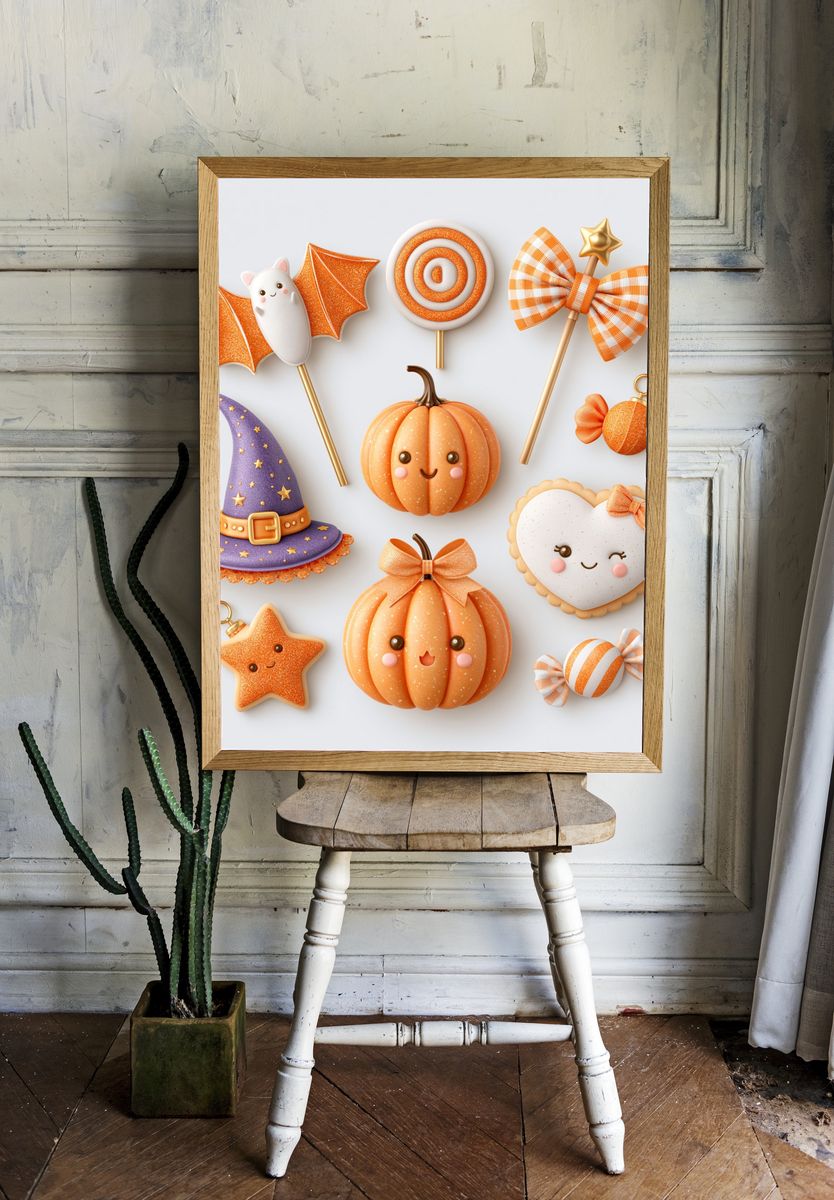 Halloween Treats Illustration Poster. — room view 1