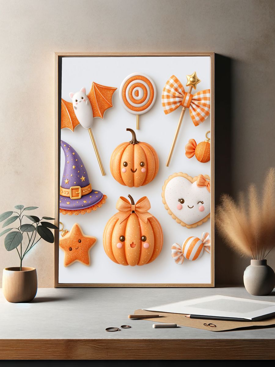 Halloween Treats Illustration Poster. — room view 2