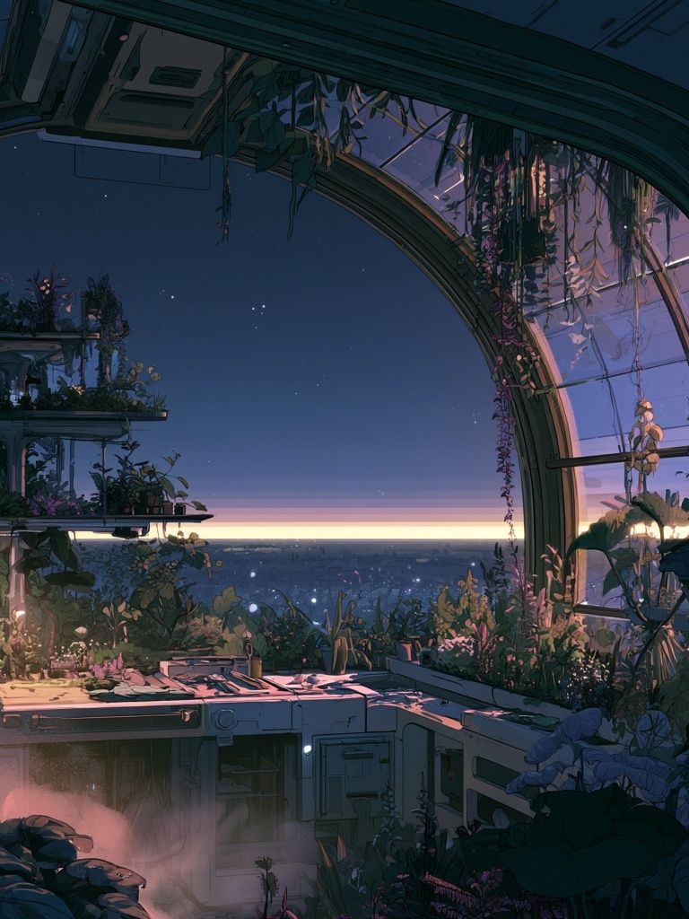 Moonlit Greenhouse Horizon Print. poster detail