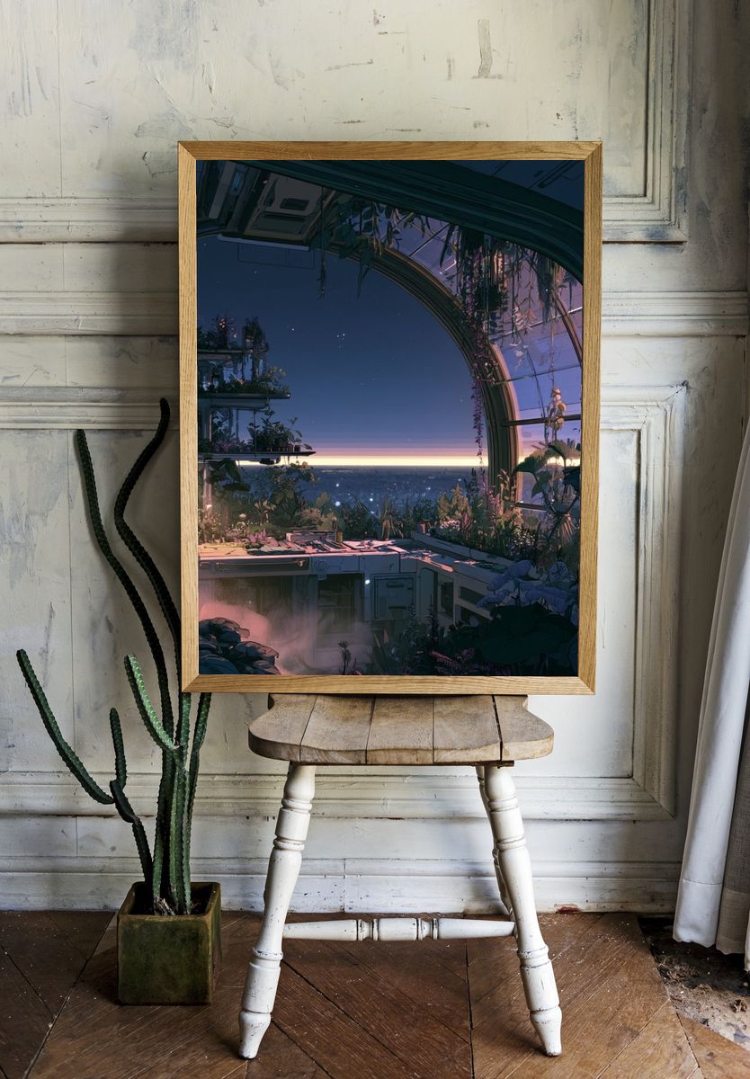 Moonlit Greenhouse Horizon Print. room preview