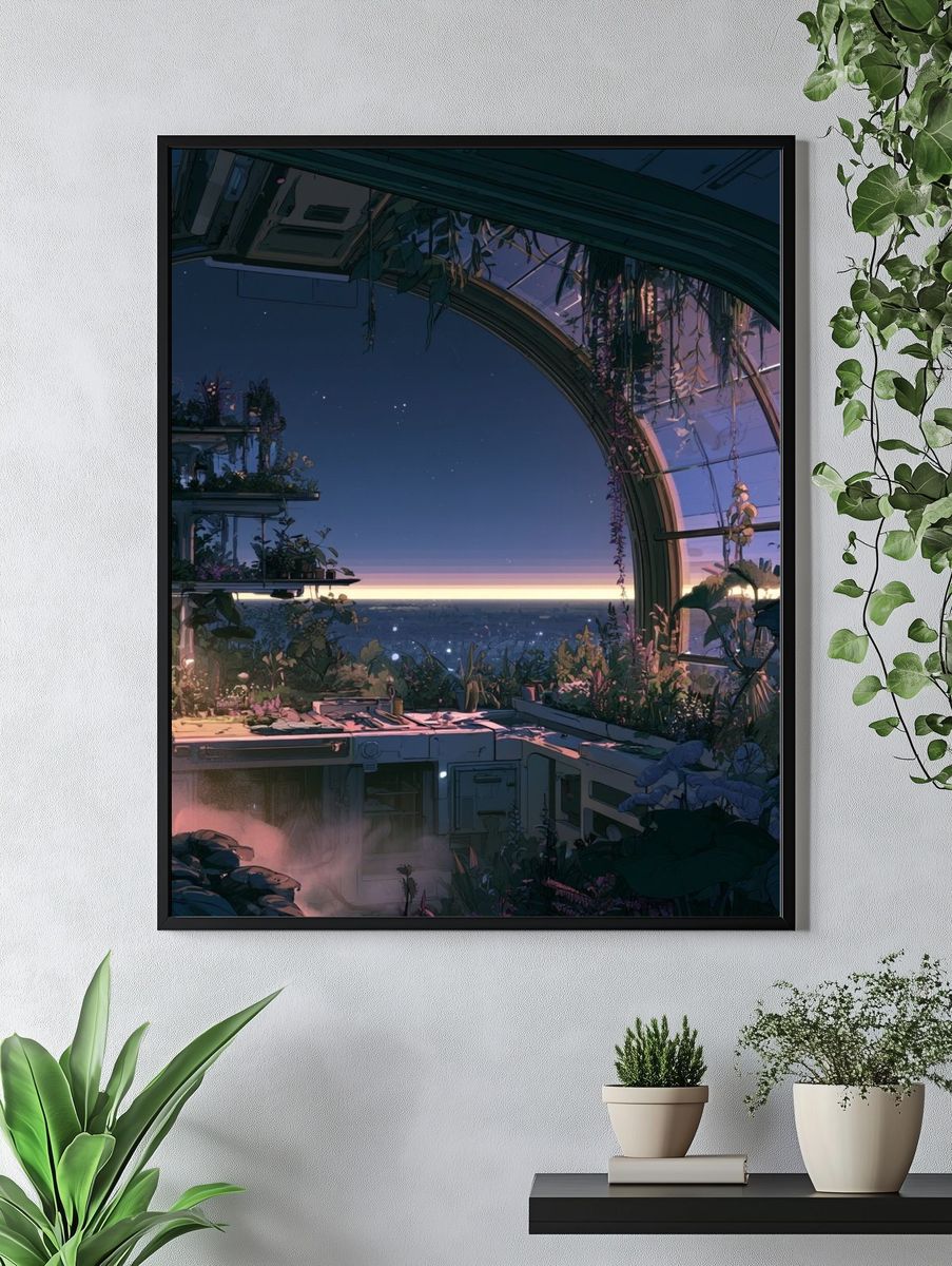 Moonlit Greenhouse Horizon Print. — room view 4