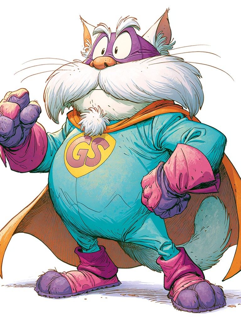 Superhero Cat Illustration Poster. poster detail
