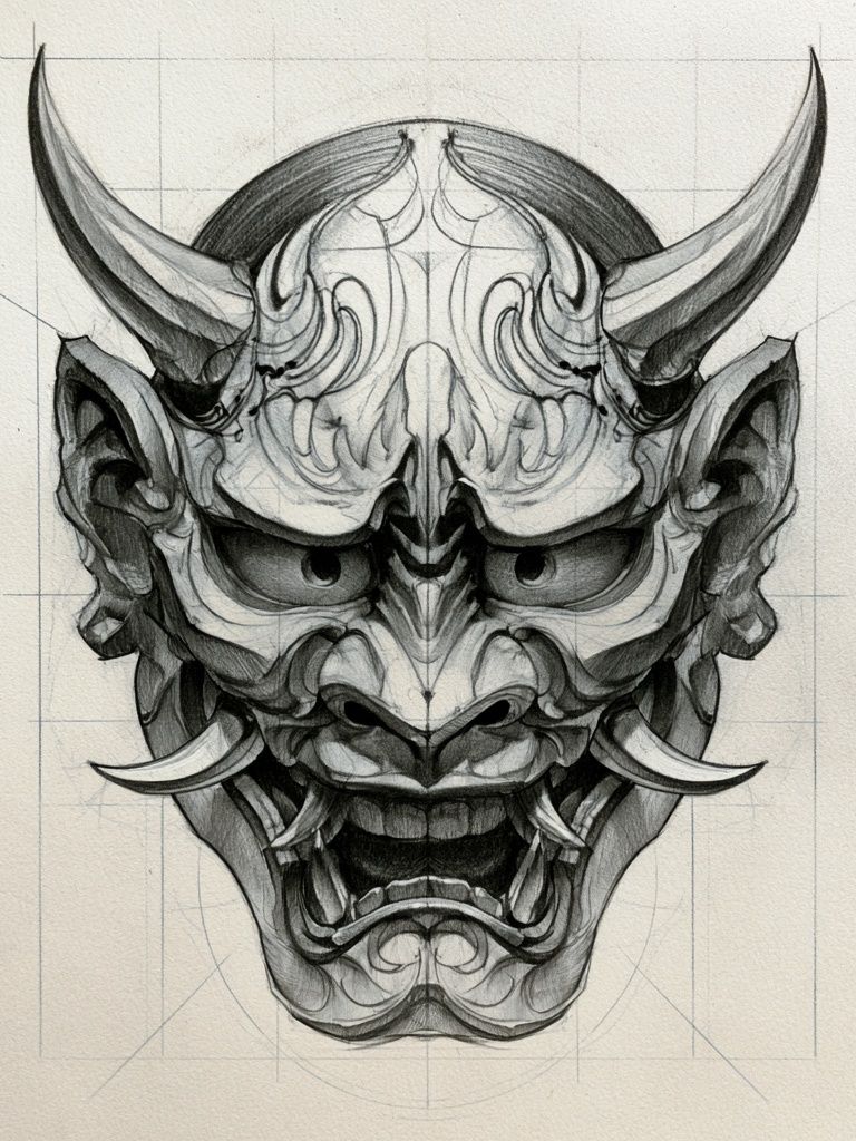 Oni Mask Sketch Poster. poster detail