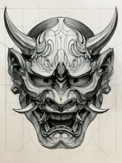 Oni Mask Sketch Poster.