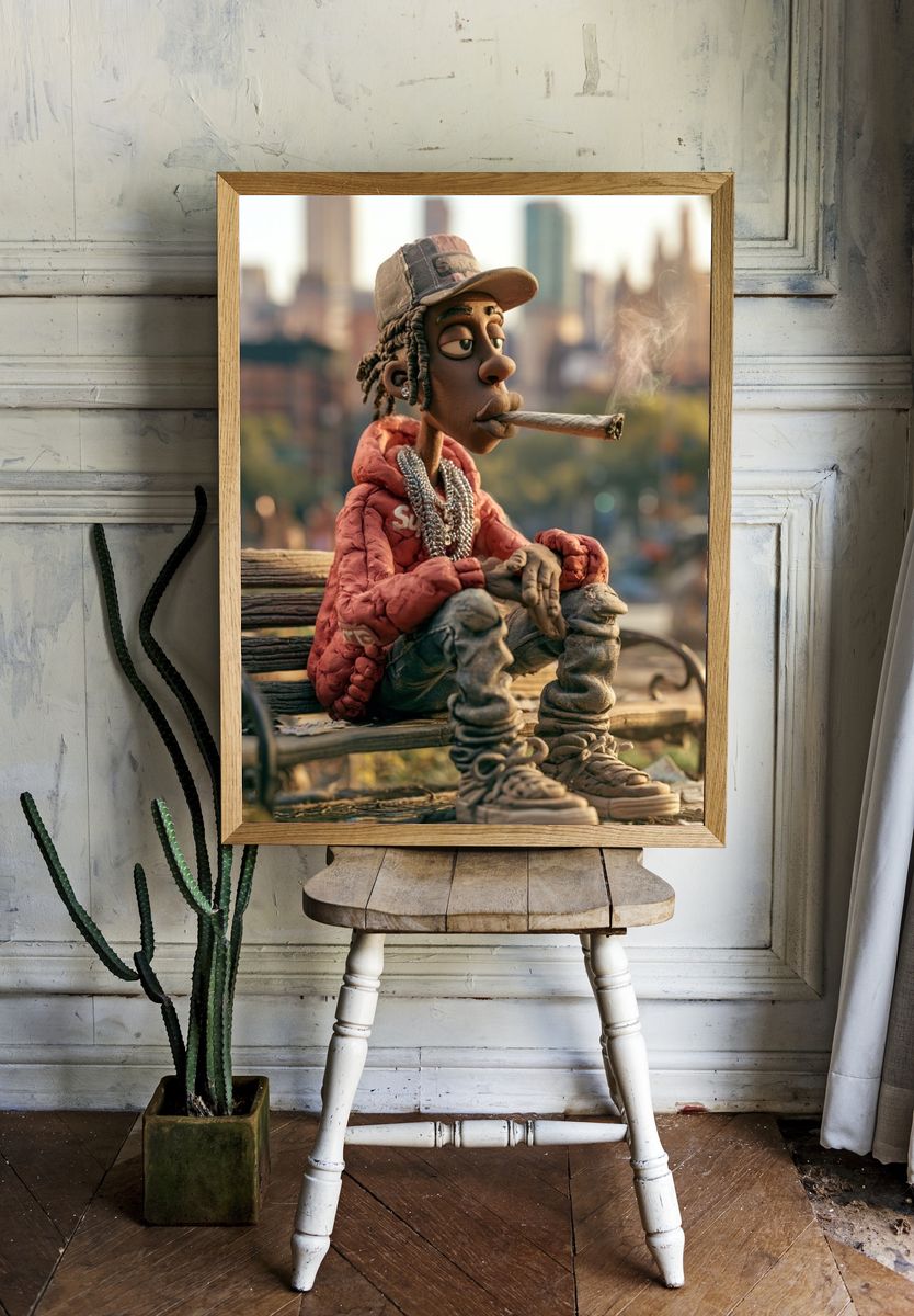 Clay Hip-Hop Figure Poster. room preview
