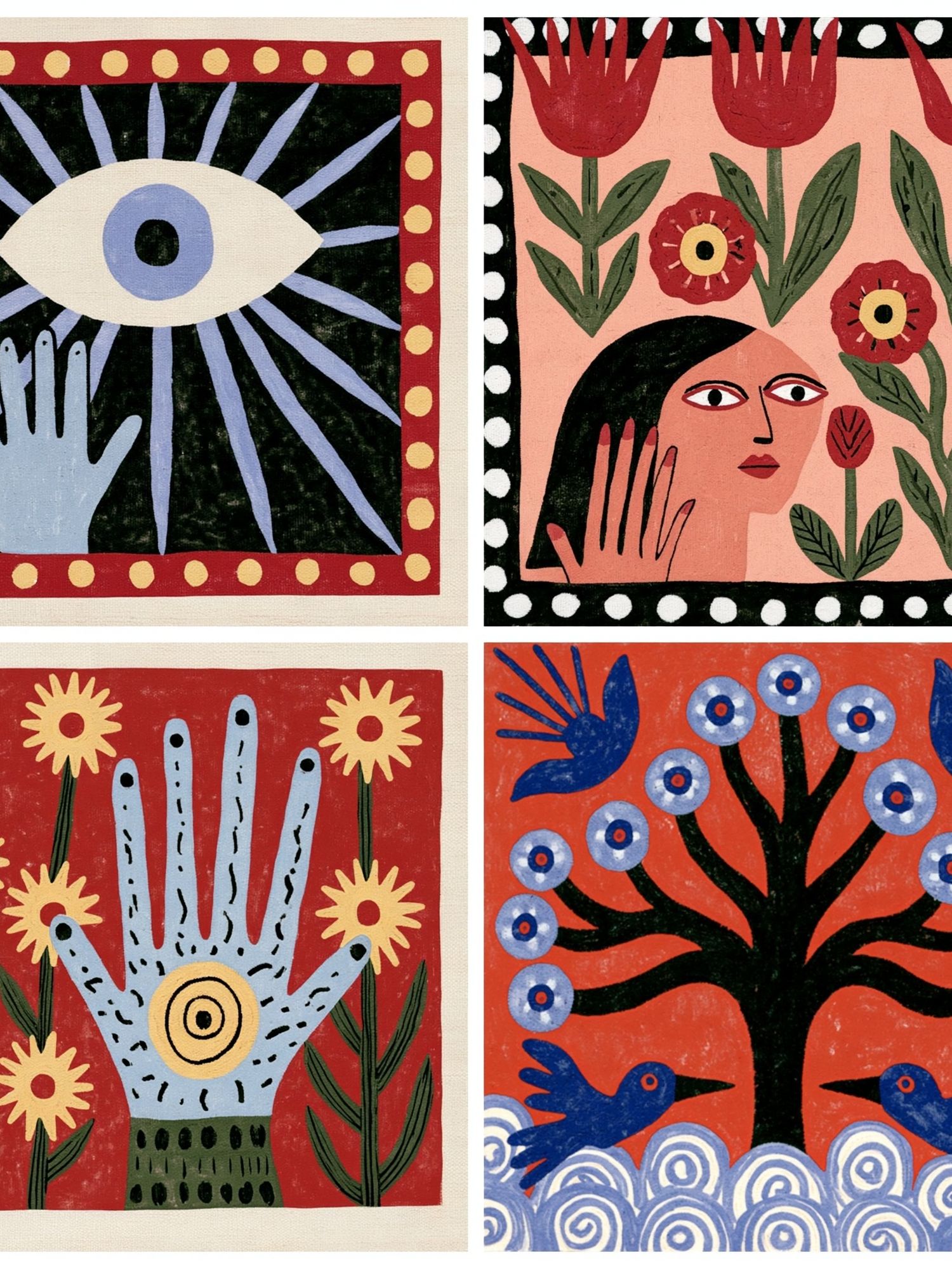 Folk Symbol Garden Illustration Poster. poster detail