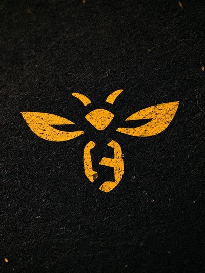 Yellow Bee Emblem Typography Poster. poster