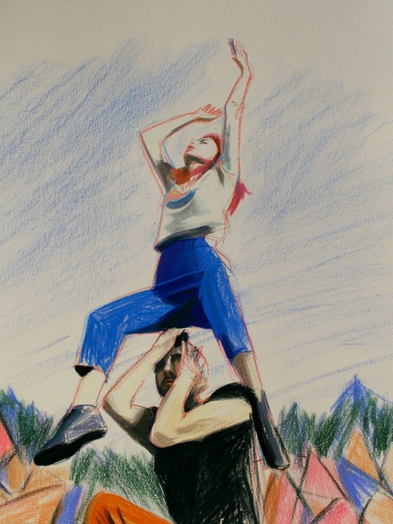 Acrobatic Duo Illustration Poster. poster detail