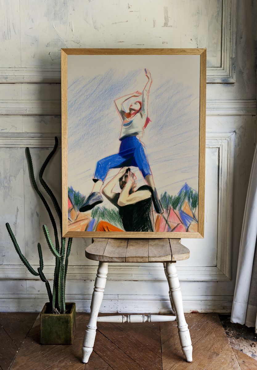 Acrobatic Duo Illustration Poster. — room view 1