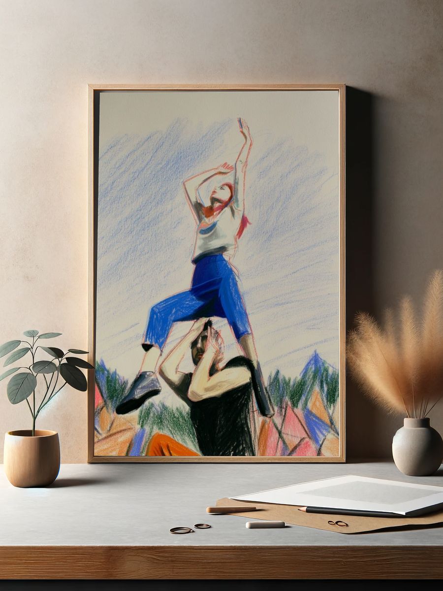 Acrobatic Duo Illustration Poster. — room view 2