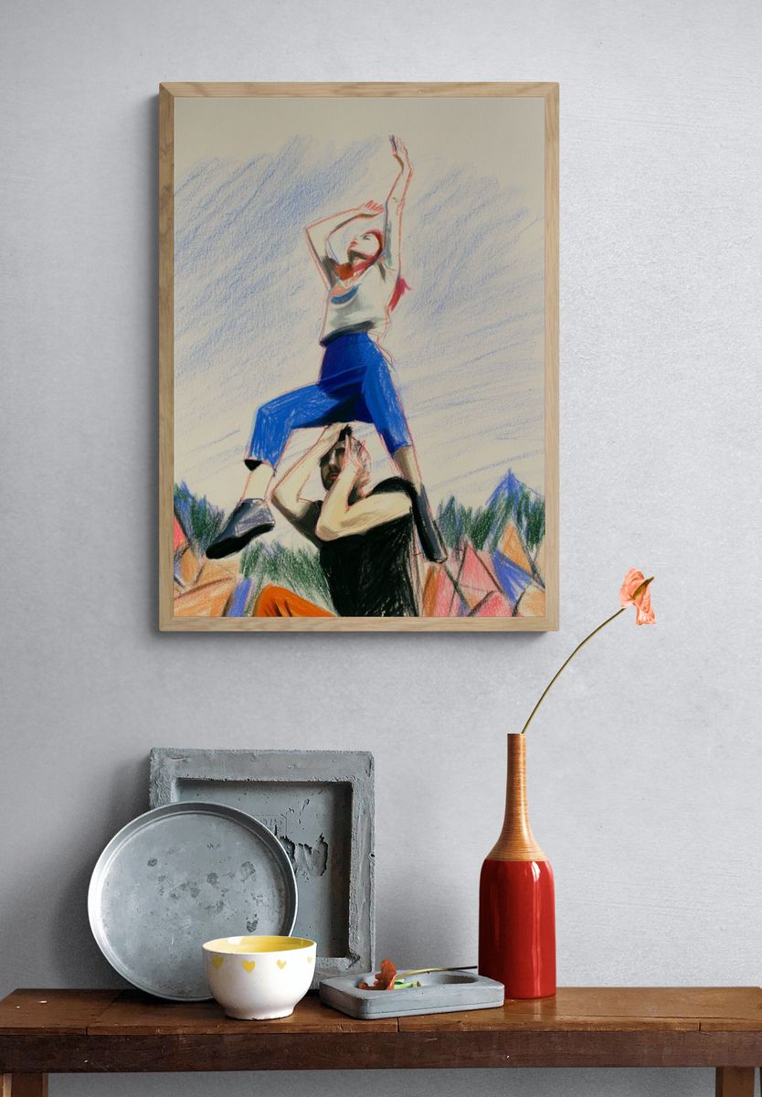 Acrobatic Duo Illustration Poster. — room view 3