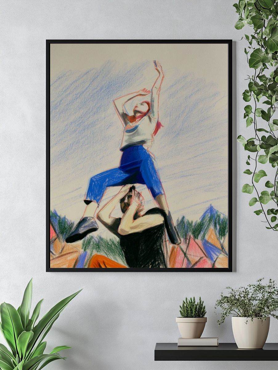 Acrobatic Duo Illustration Poster. — room view 4