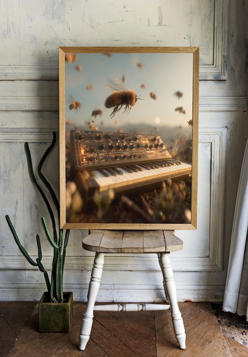 Bee Synth Dreamscape Poster. — room view 1