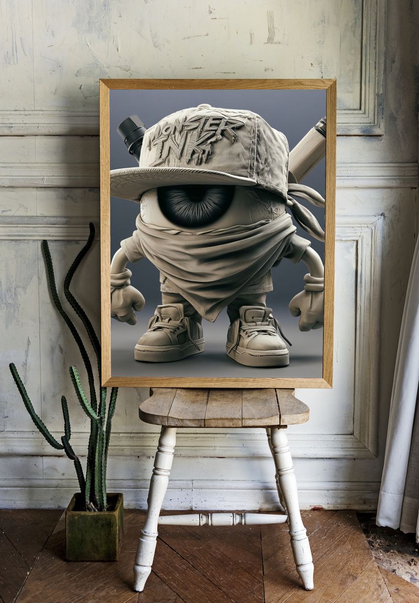 Monster Eye Streetwear Illustration Poster. — room view 1
