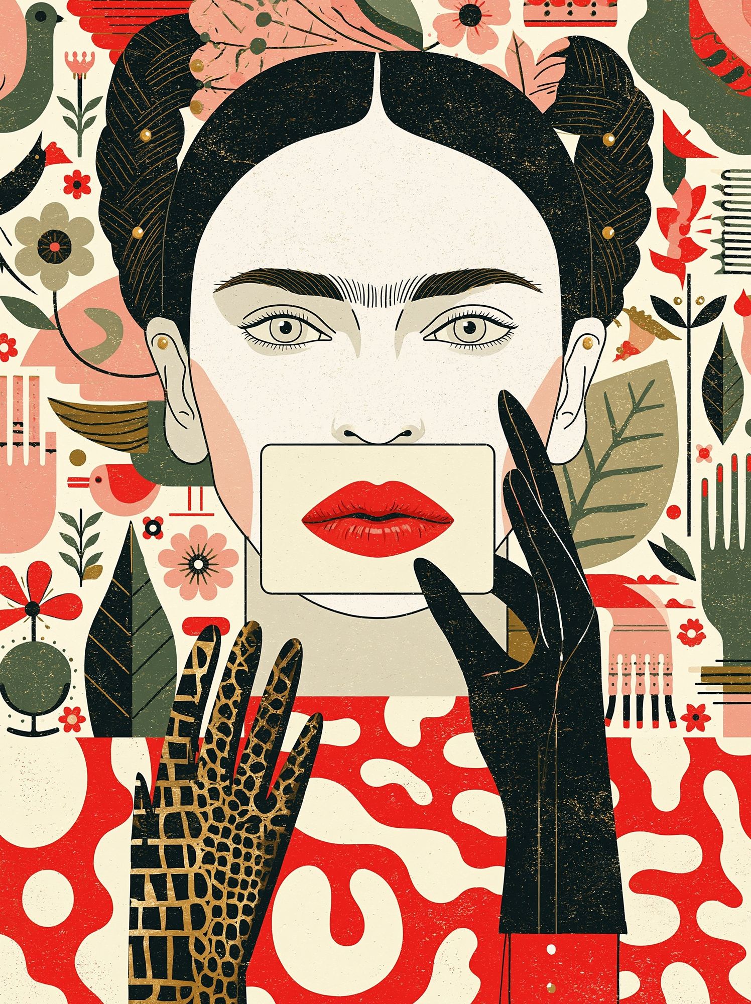 Floral Portrait Illustration Poster. poster detail