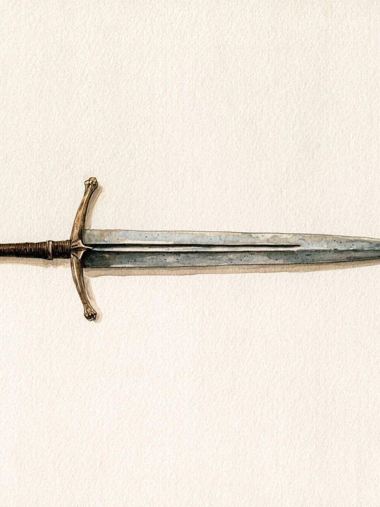 Medieval Sword Watercolor Print. poster — illustration art