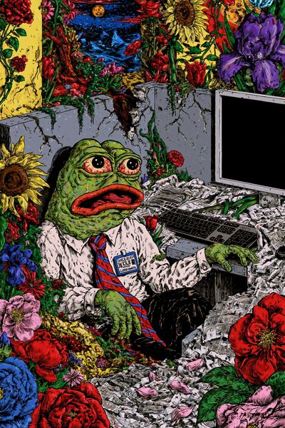 Frog Office Surrealism Poster.