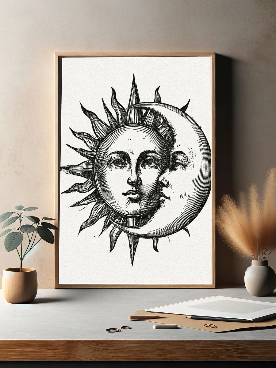 Sun and Moon Celestial Print. — room view 2