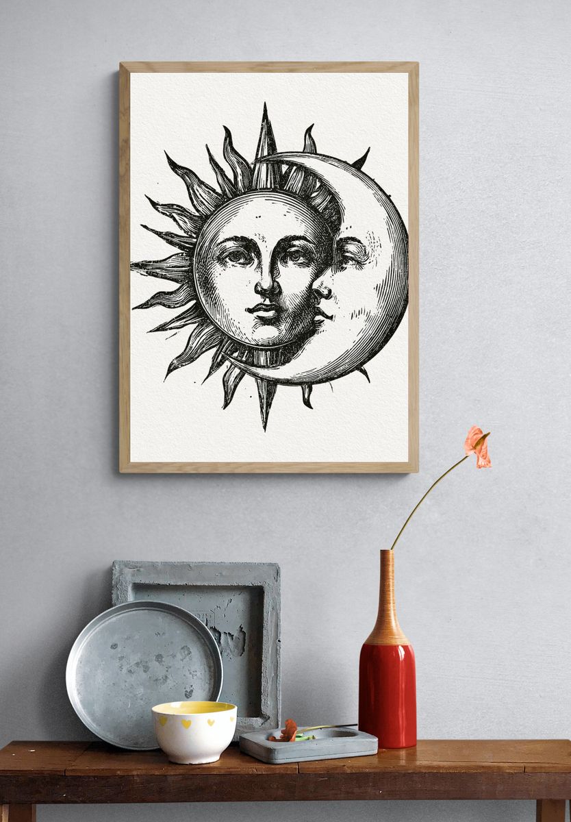 Sun and Moon Celestial Print. — room view 3