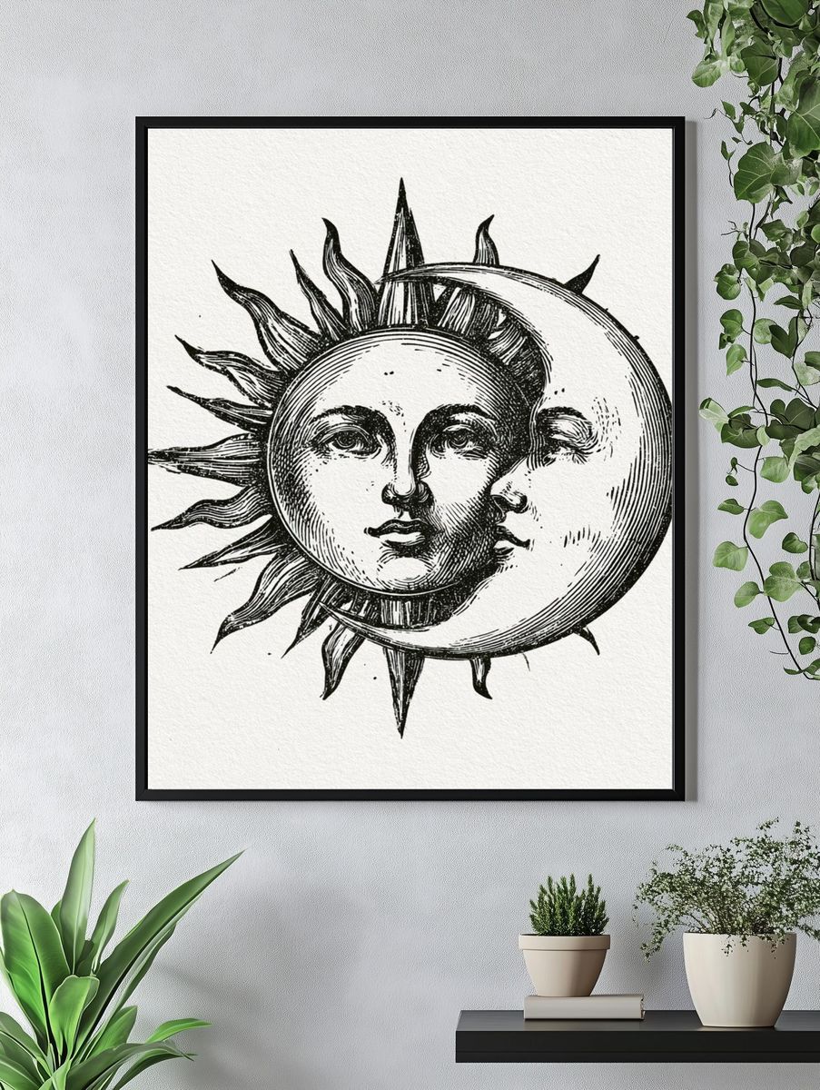 Sun and Moon Celestial Print. — room view 4