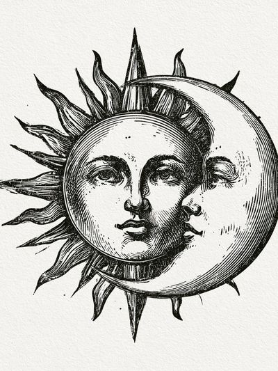 Sun and Moon Celestial Print. poster