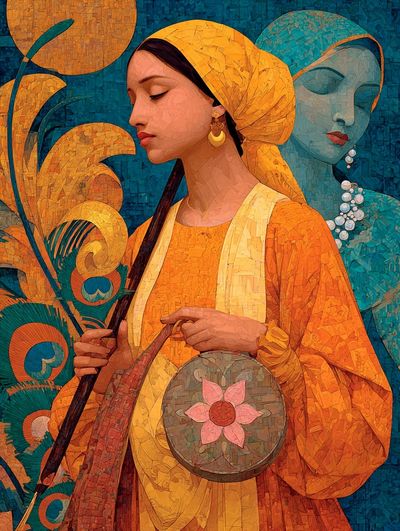 Elegant Woman Mosaic Illustration Poster. poster print